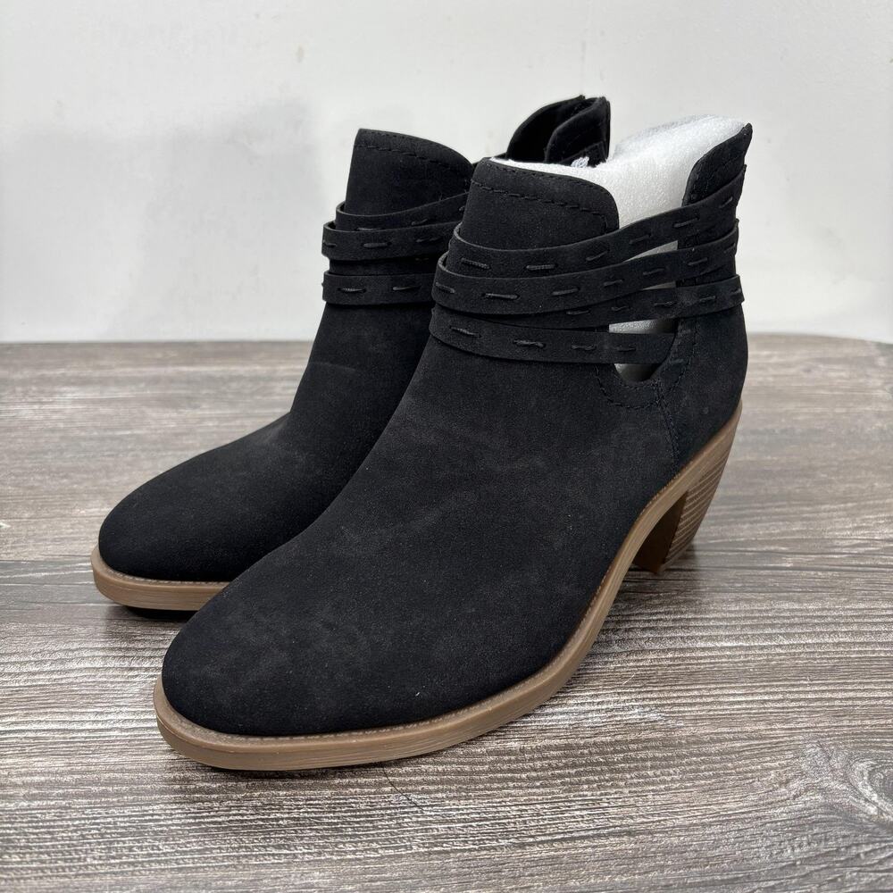 New! Frye And Co Petal Booties Womens Size 6M Black Suede Ankle Boots Block Heel